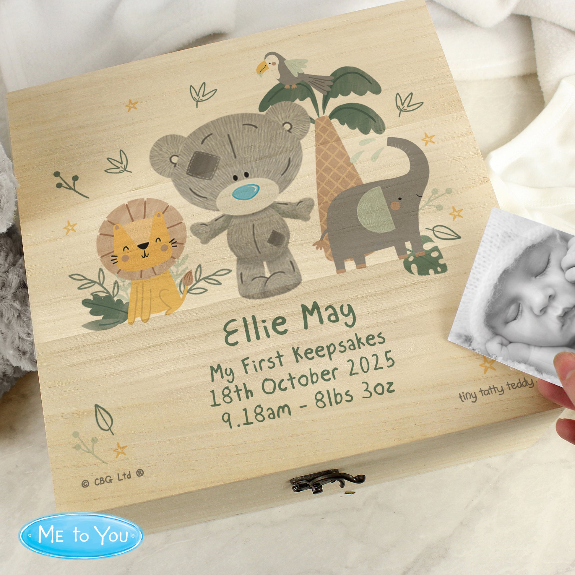 Personalised Tiny Tatty Teddy Jungle Animals Keepsake Box - image 2