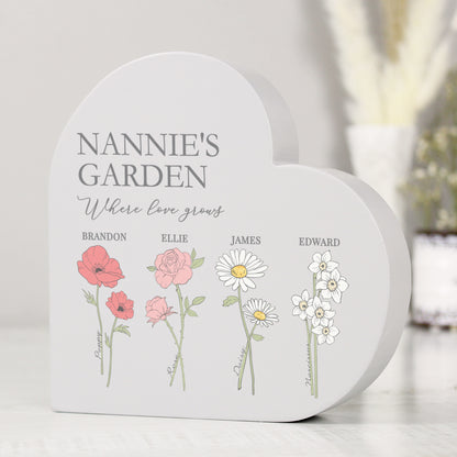 Personalised Flower of the Month Family Heart Ornament from Heartfelt Gifts