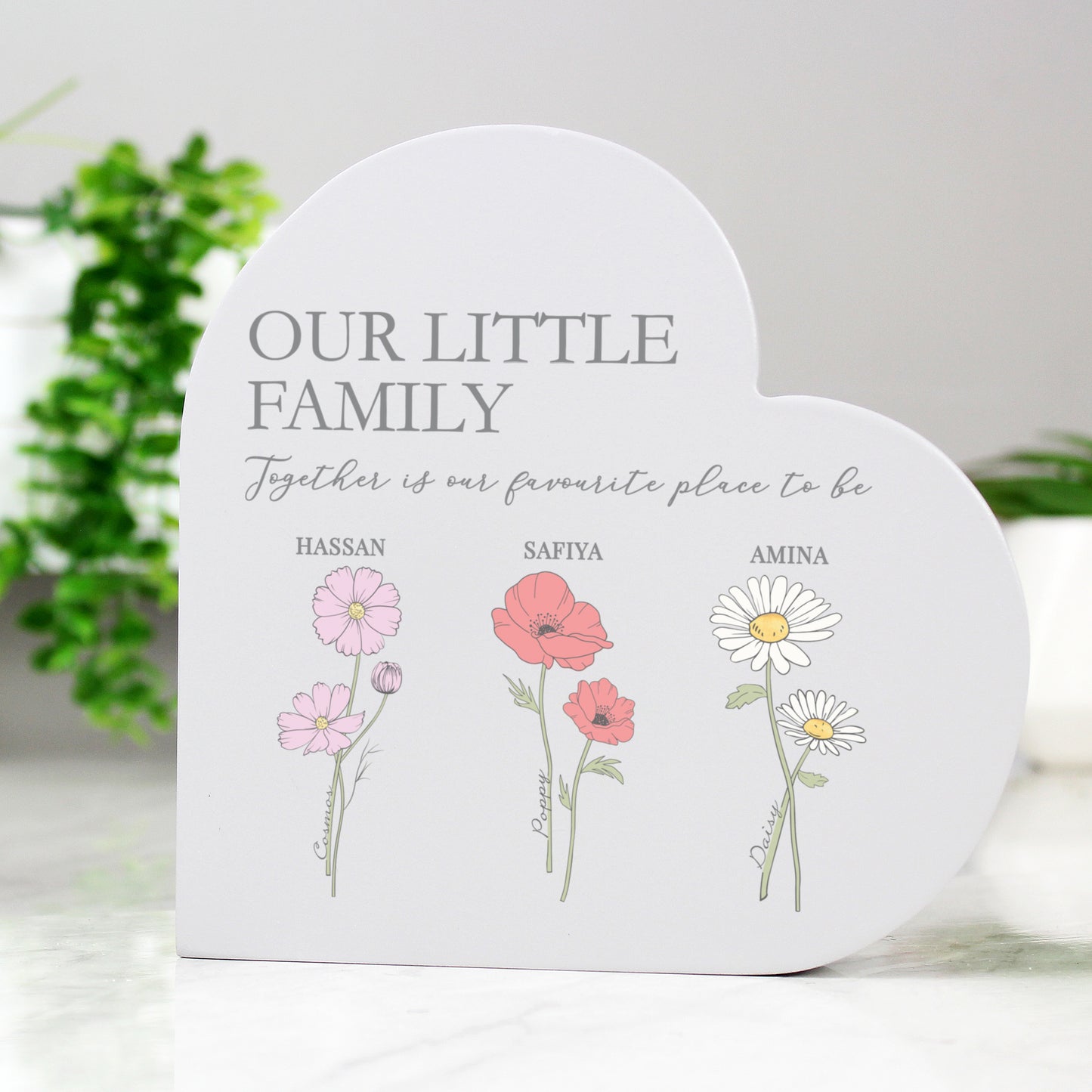 Personalised Flower of the Month Family Heart Ornament - image 2