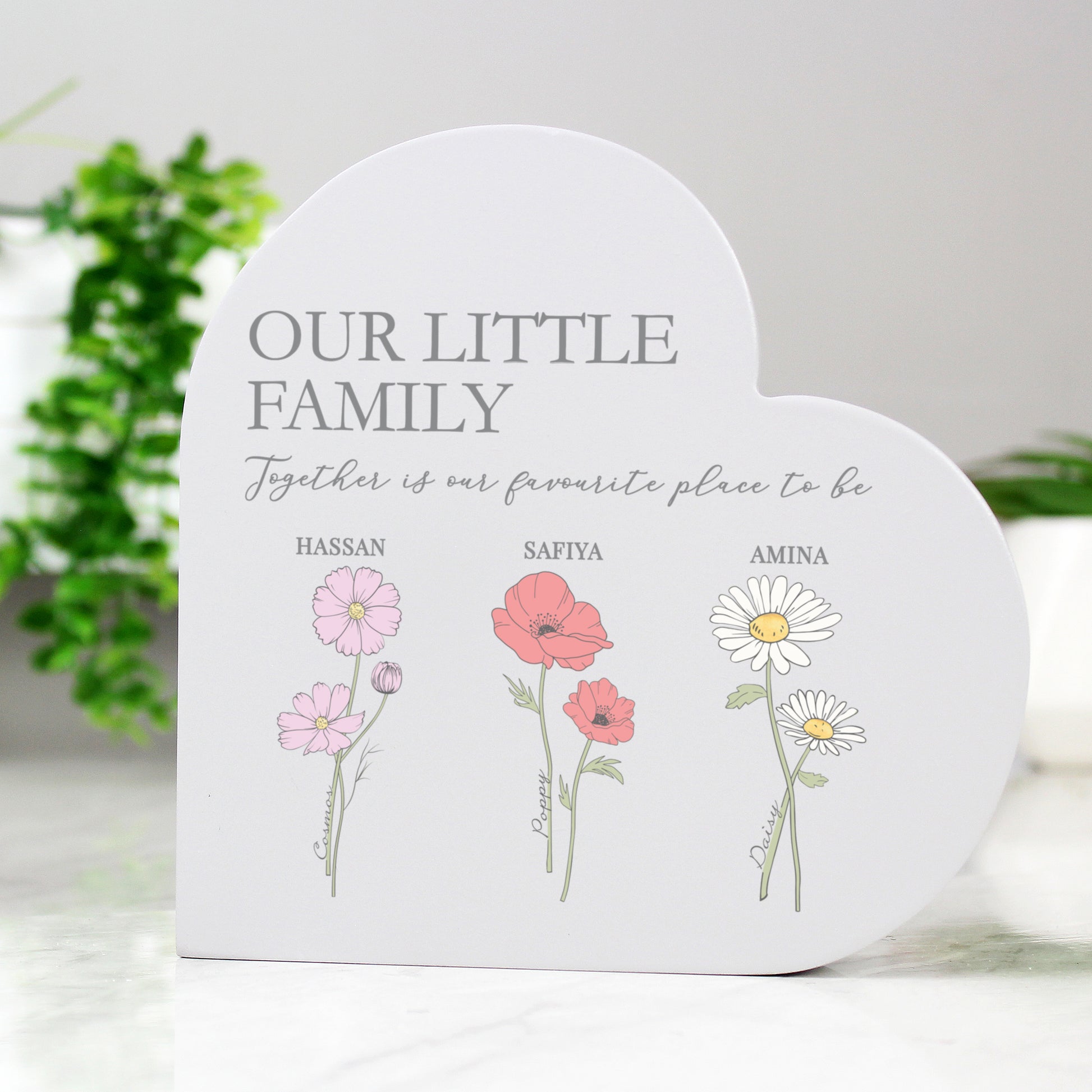 Personalised Flower of the Month Family Heart Ornament - image 2