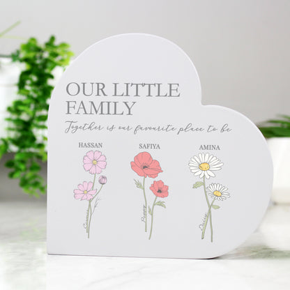 Personalised Flower of the Month Family Heart Ornament - image 2