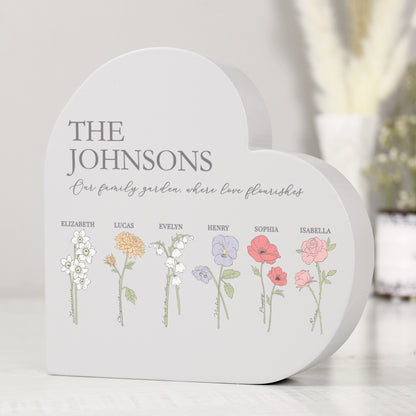 Personalised Flower of the Month Family Heart Ornament - image 6