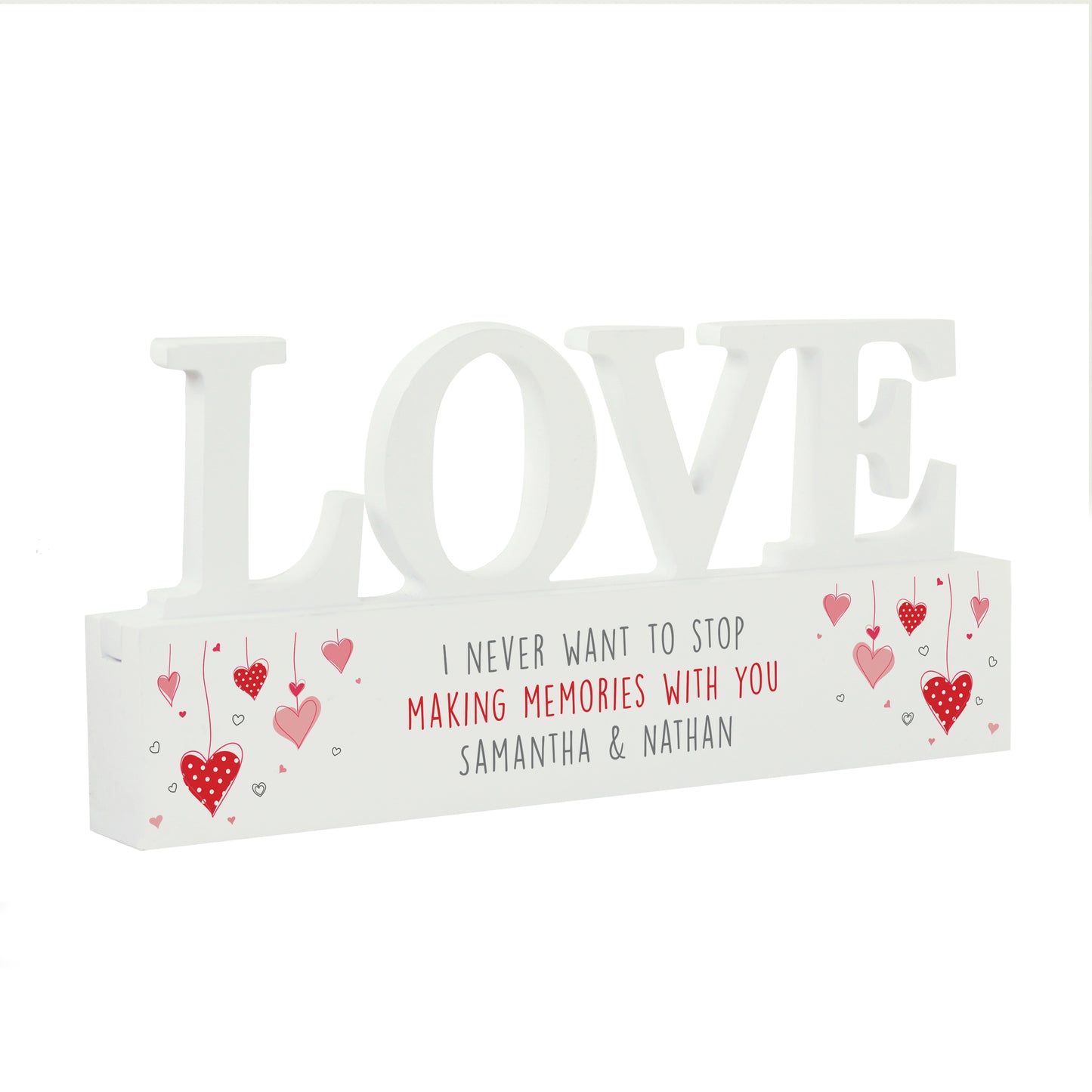 Personalised Red Hearts Wooden Love Ornament - image 5