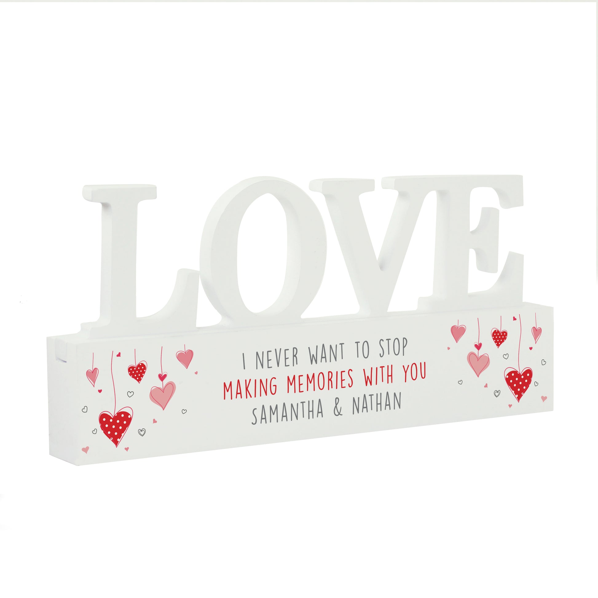 Personalised Red Hearts Wooden Love Ornament - image 5