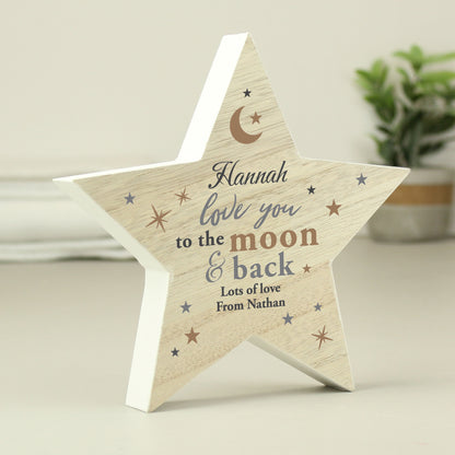 Personalised Love You Wooden Star Ornament from Heartfelt Gifts