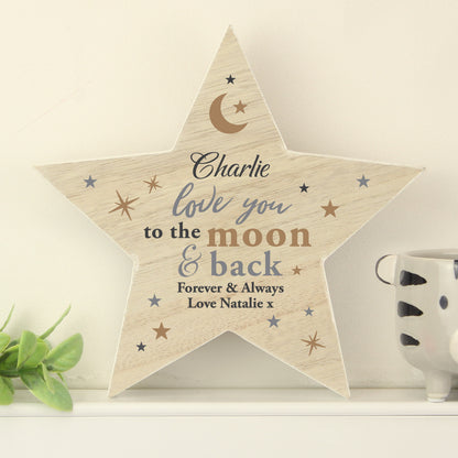 Personalised Love You Wooden Star Ornament - image 4