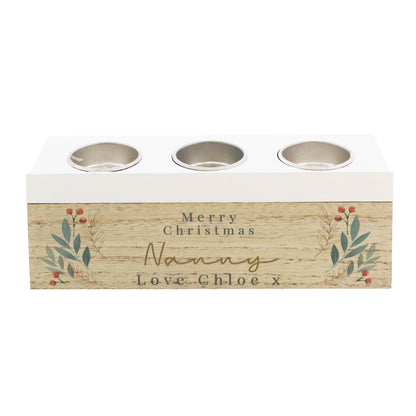 Personalised Christmas Foliage Triple Tea Light Box - image 5