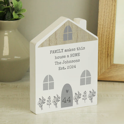 Personalised Grey Wooden House Ornament from Heartfelt Gifts