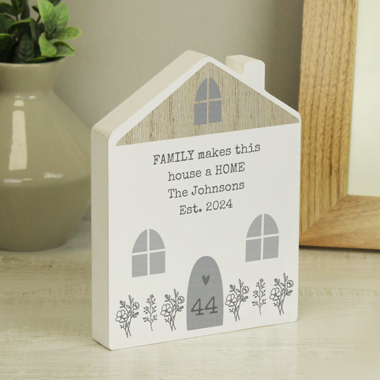 Personalised Grey Wooden House Ornament from Heartfelt Gifts
