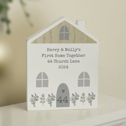 Personalised Grey Wooden House Ornament - image 3