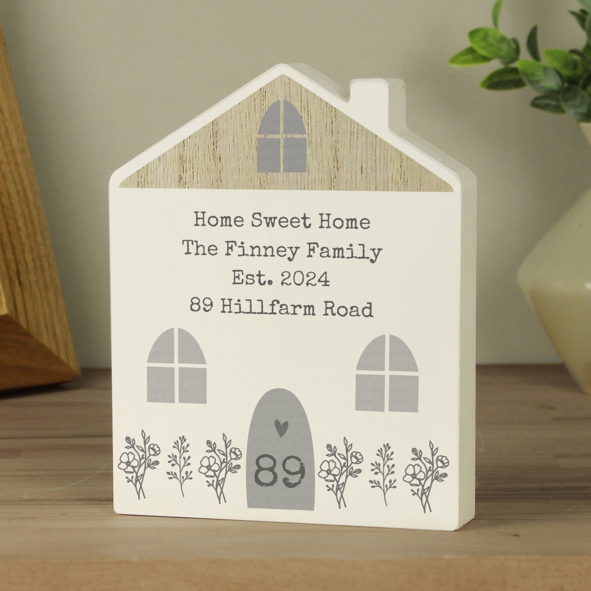Personalised Grey Wooden House Ornament - image 4