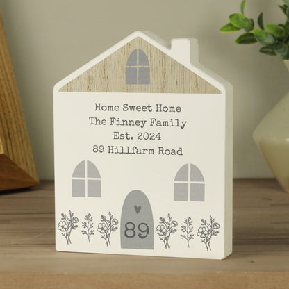 Personalised Grey Wooden House Ornament - image 4