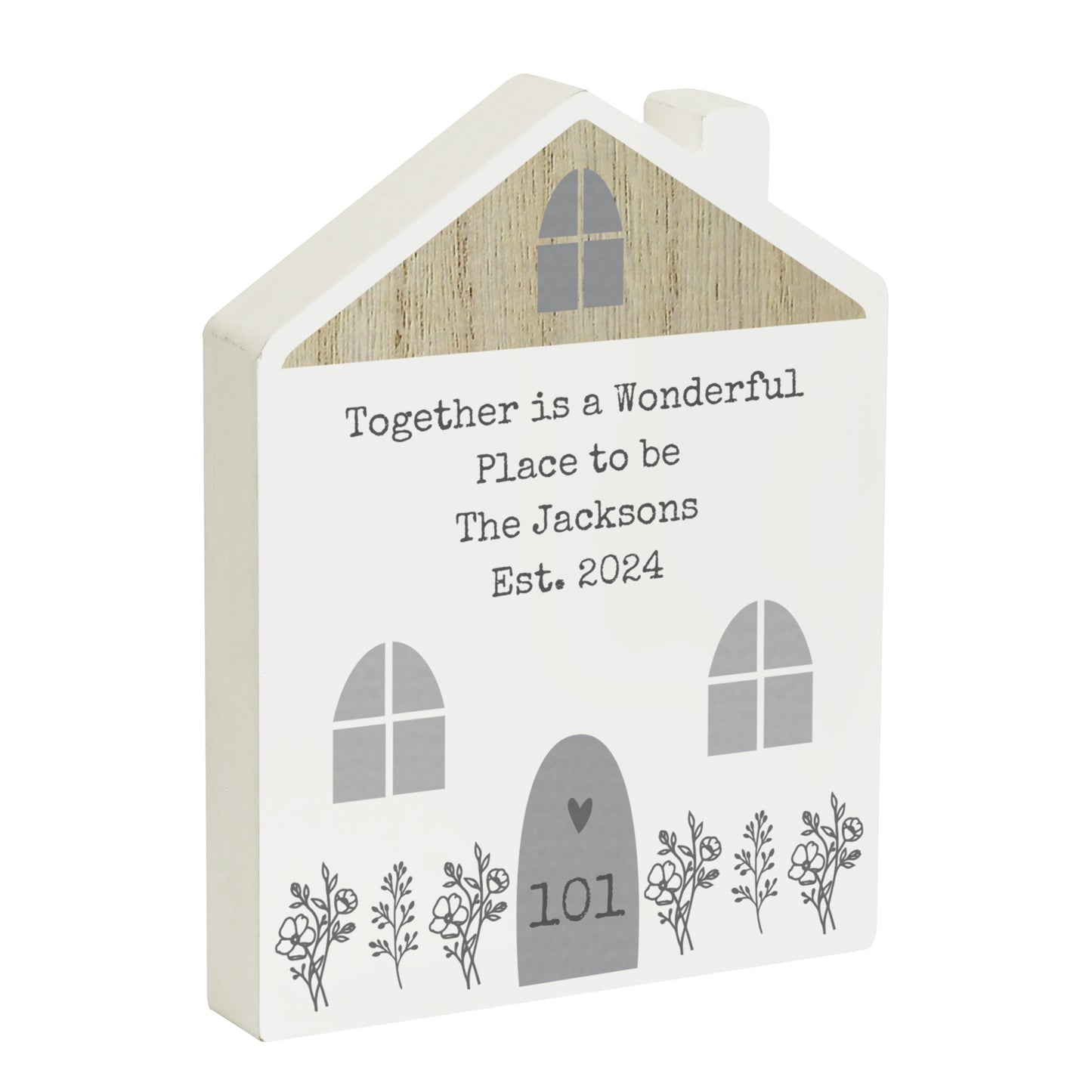 Personalised Grey Wooden House Ornament - image 5