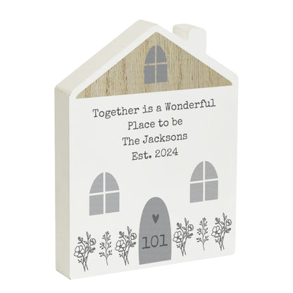 Personalised Grey Wooden House Ornament - image 5