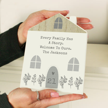 Personalised Grey Wooden House Ornament - image 6