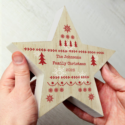 Personalised Christmas Fair Isle Wooden Star Ornament - image 4