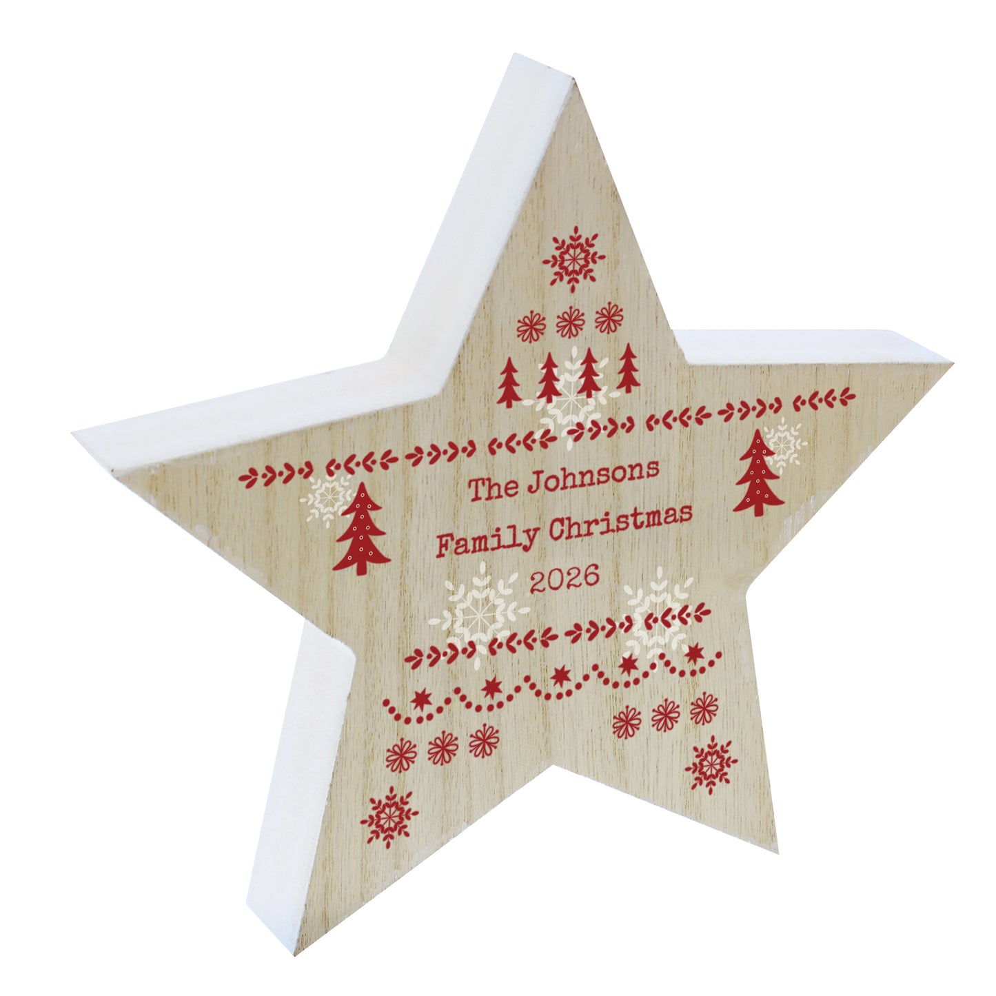 Personalised Christmas Fair Isle Wooden Star Ornament - image 5