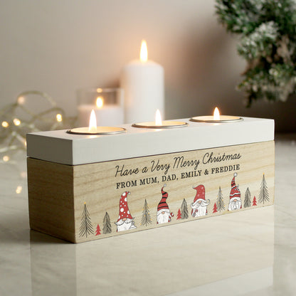 Personalised Gonk Christmas Triple Tea Light Box from Heartfelt Gifts