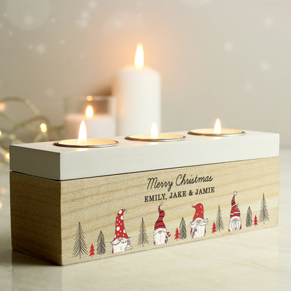 Personalised Gonk Christmas Triple Tea Light Box - image 2