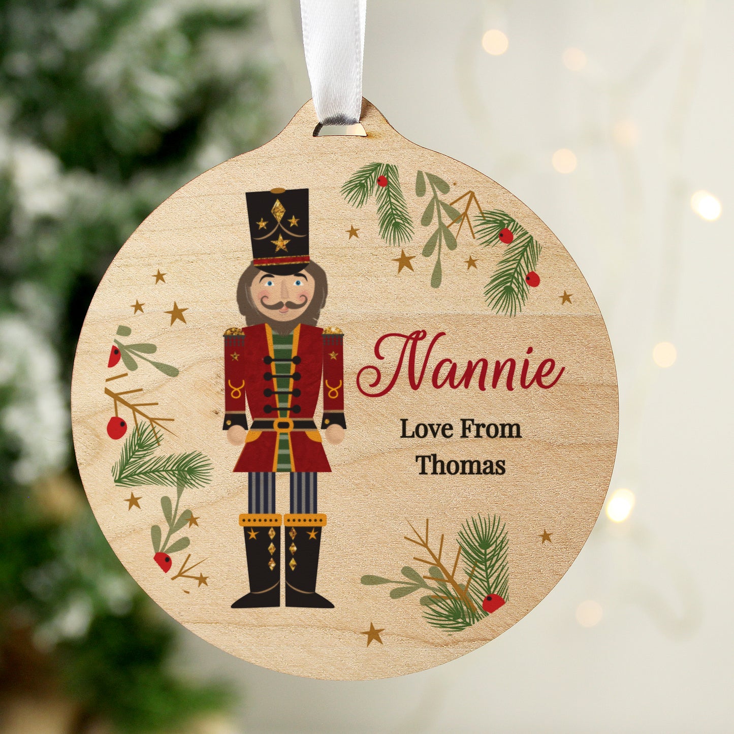 Personalised Christmas Nutcracker Wooden Bauble from Heartfelt Gifts