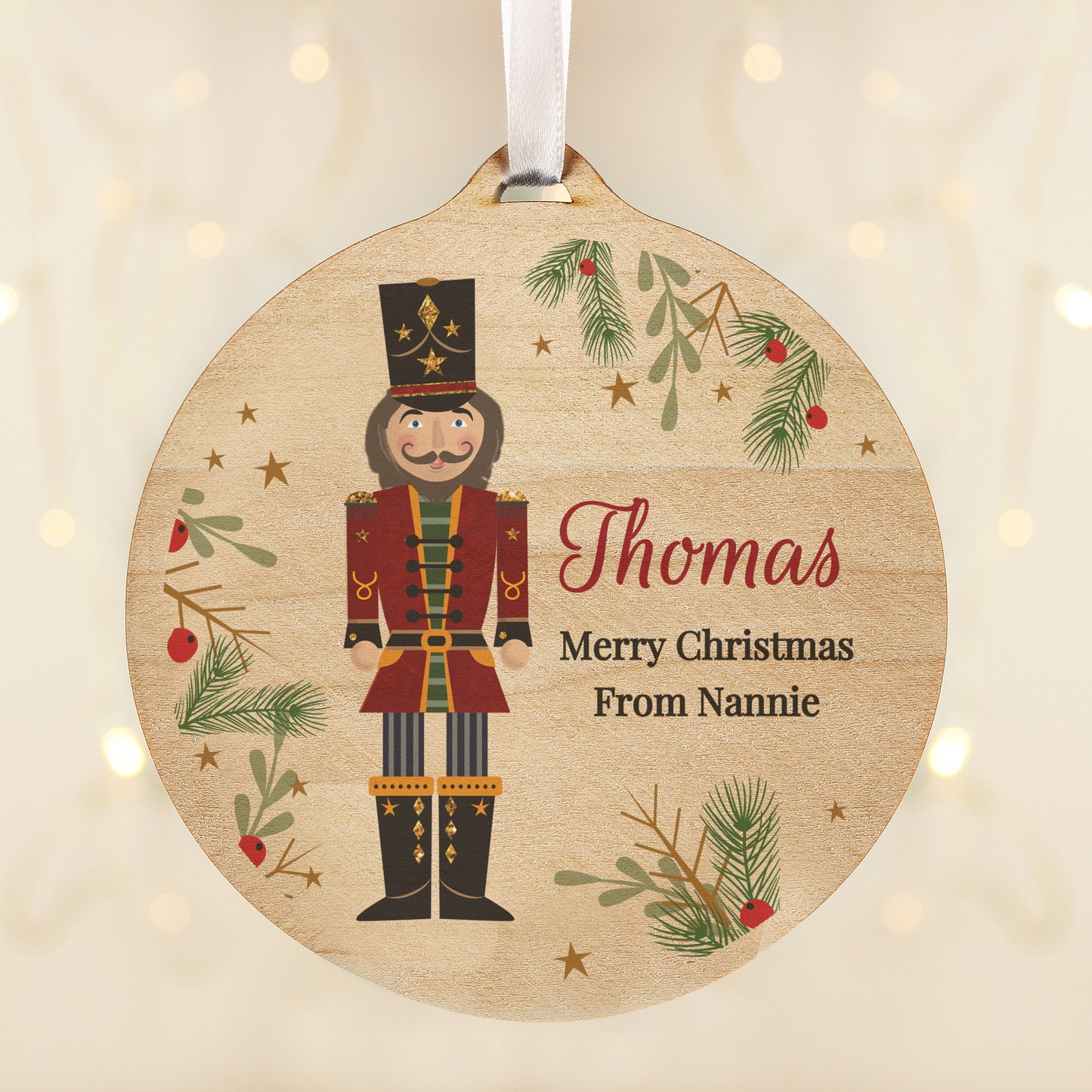 Personalised Christmas Nutcracker Wooden Bauble - image 2