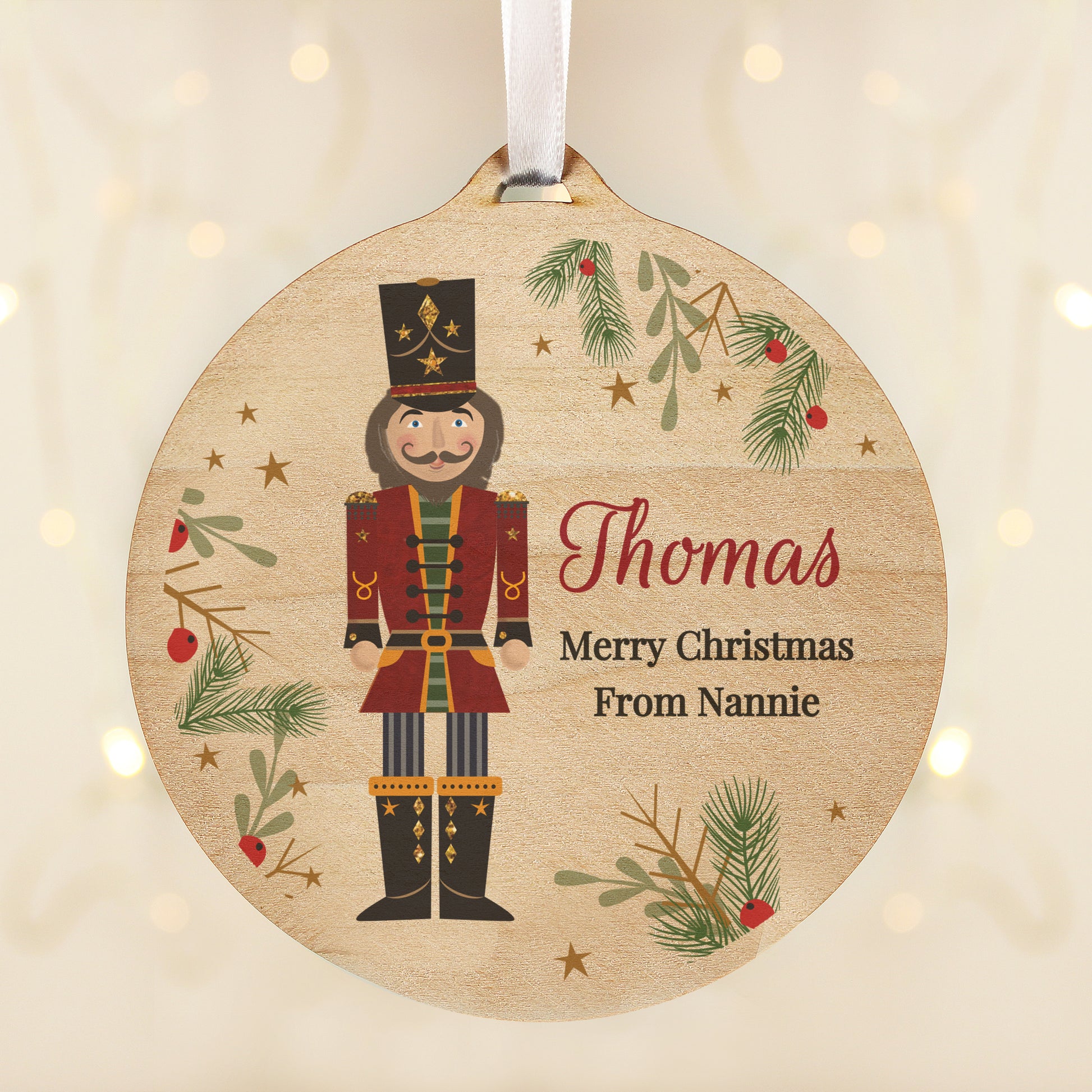 Personalised Christmas Nutcracker Wooden Bauble - image 2