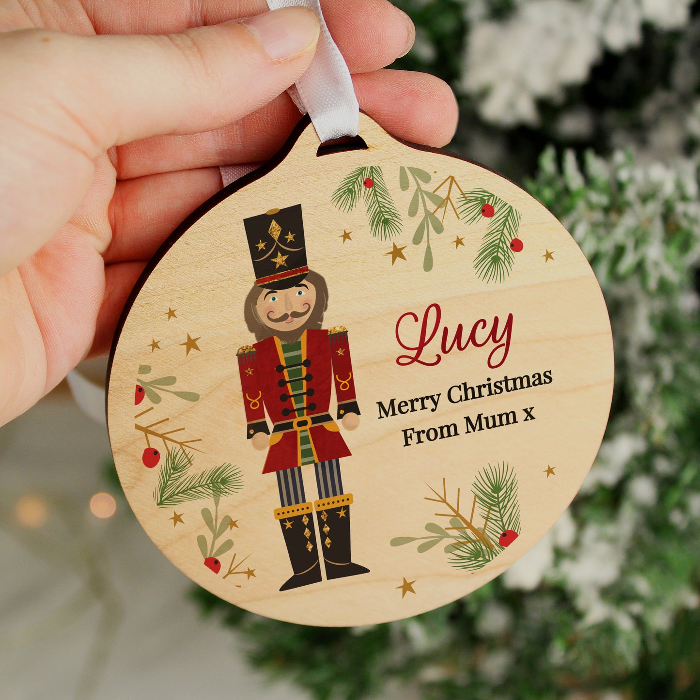 Personalised Christmas Nutcracker Wooden Bauble - image 3