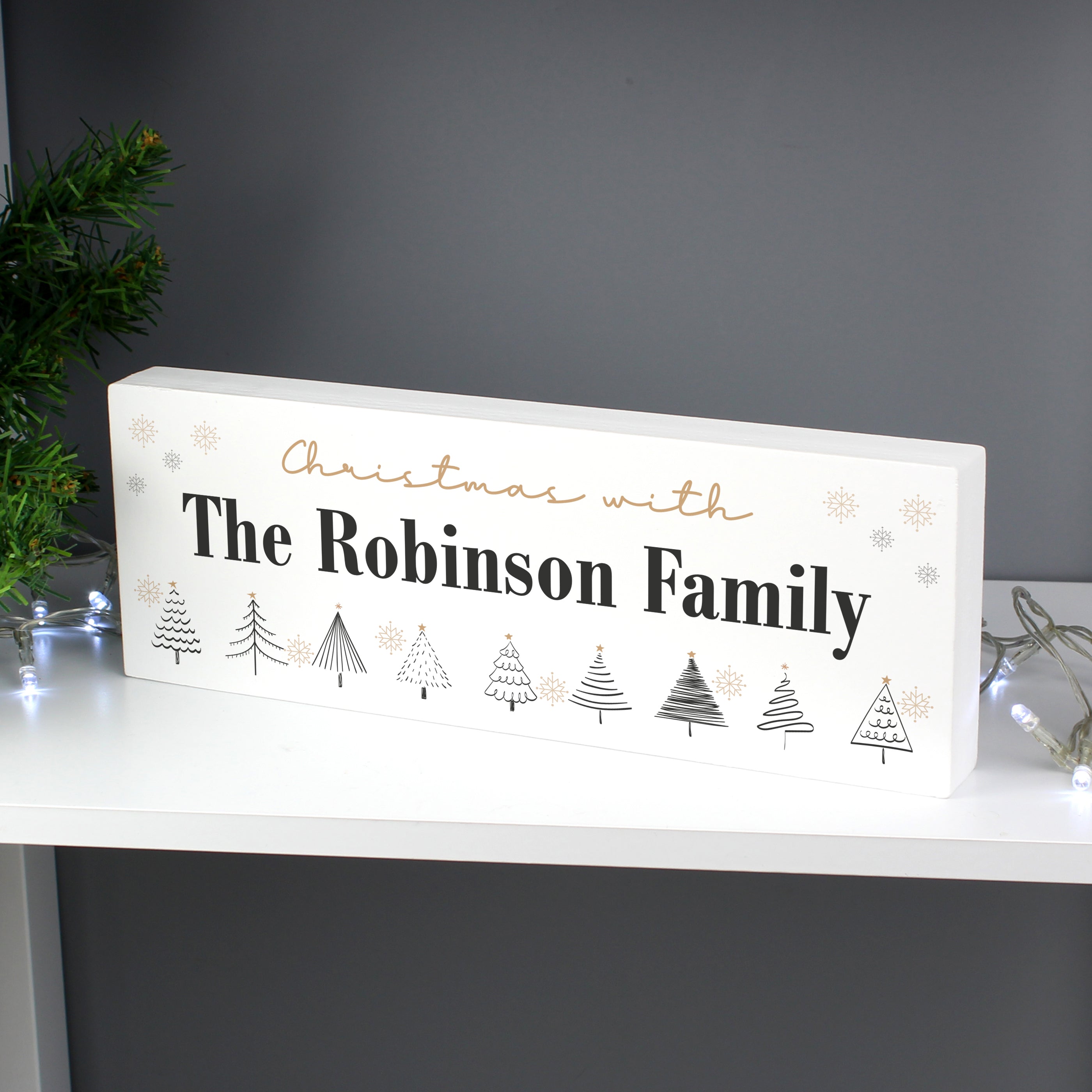 Personalised Christmas Tree Wooden Mantel Decoration from Heartfelt Gifts