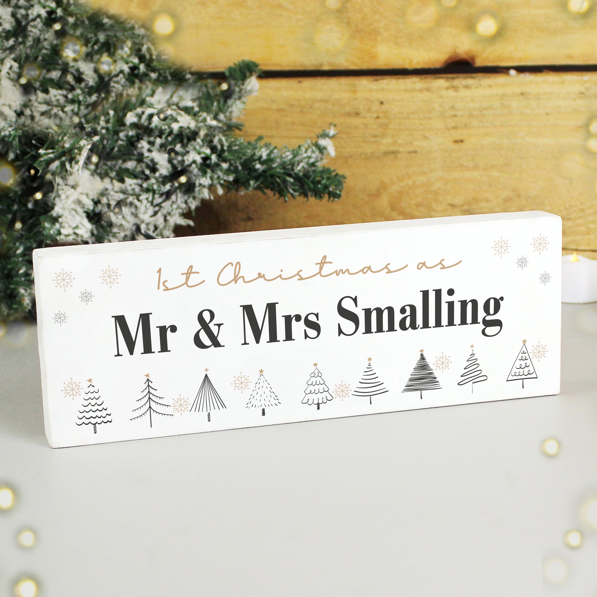 Personalised Christmas Tree Wooden Mantel Decoration - image 4