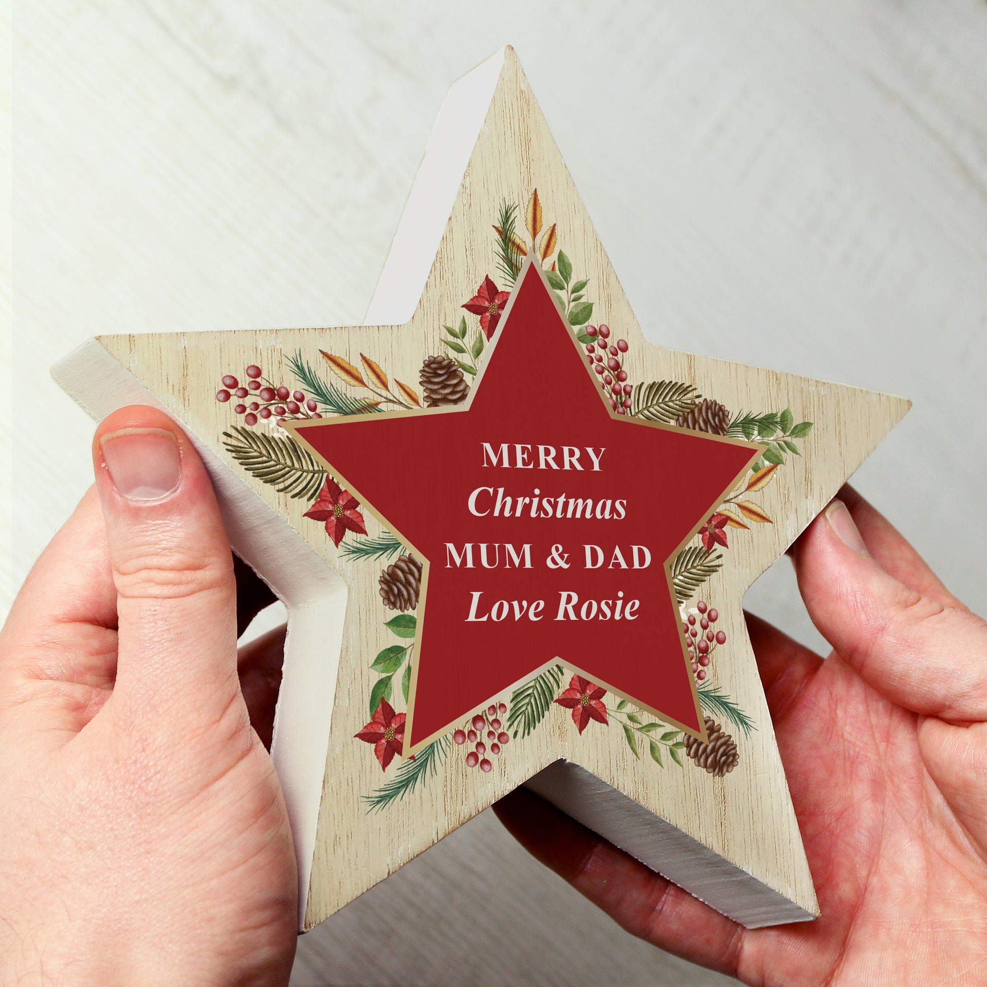 Personalised Christmas Wreath Wooden Star Ornament - image 2