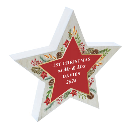 Personalised Christmas Wreath Wooden Star Ornament - image 5