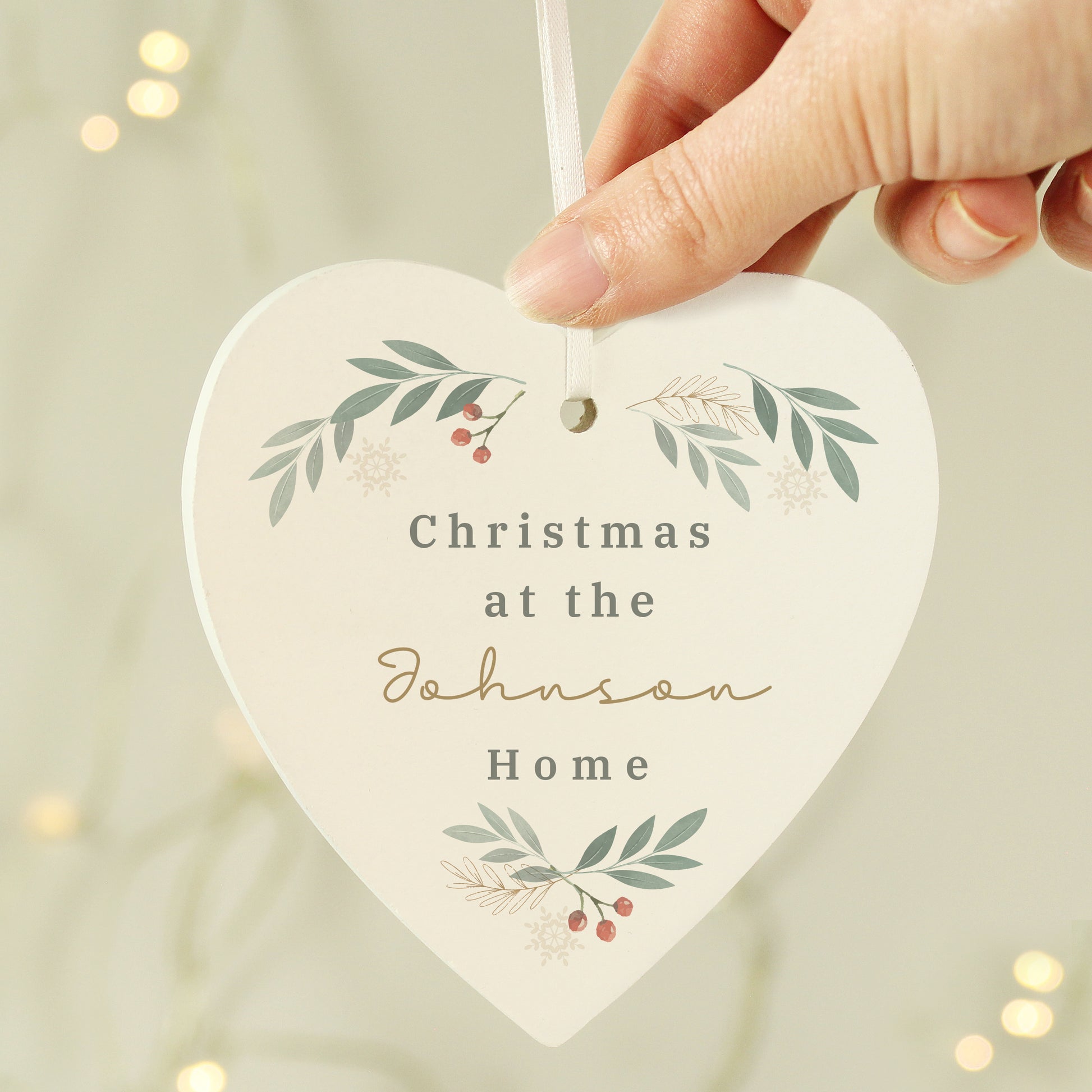 Personalised Christmas Foliage Hanging Heart Decoration - image 3