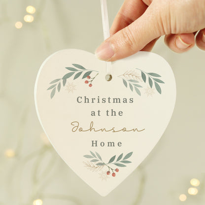 Personalised Christmas Foliage Hanging Heart Decoration - image 3