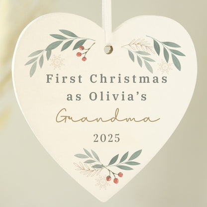 Personalised Christmas Foliage Hanging Heart Decoration - image 4