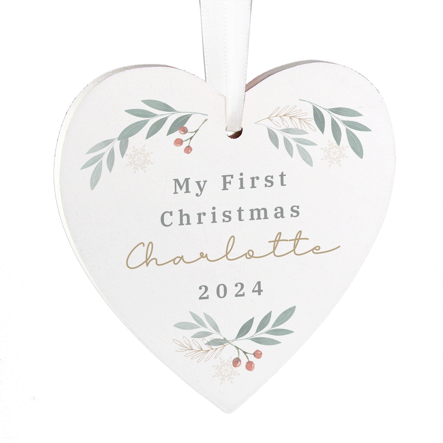 Personalised Christmas Foliage Hanging Heart Decoration - image 5