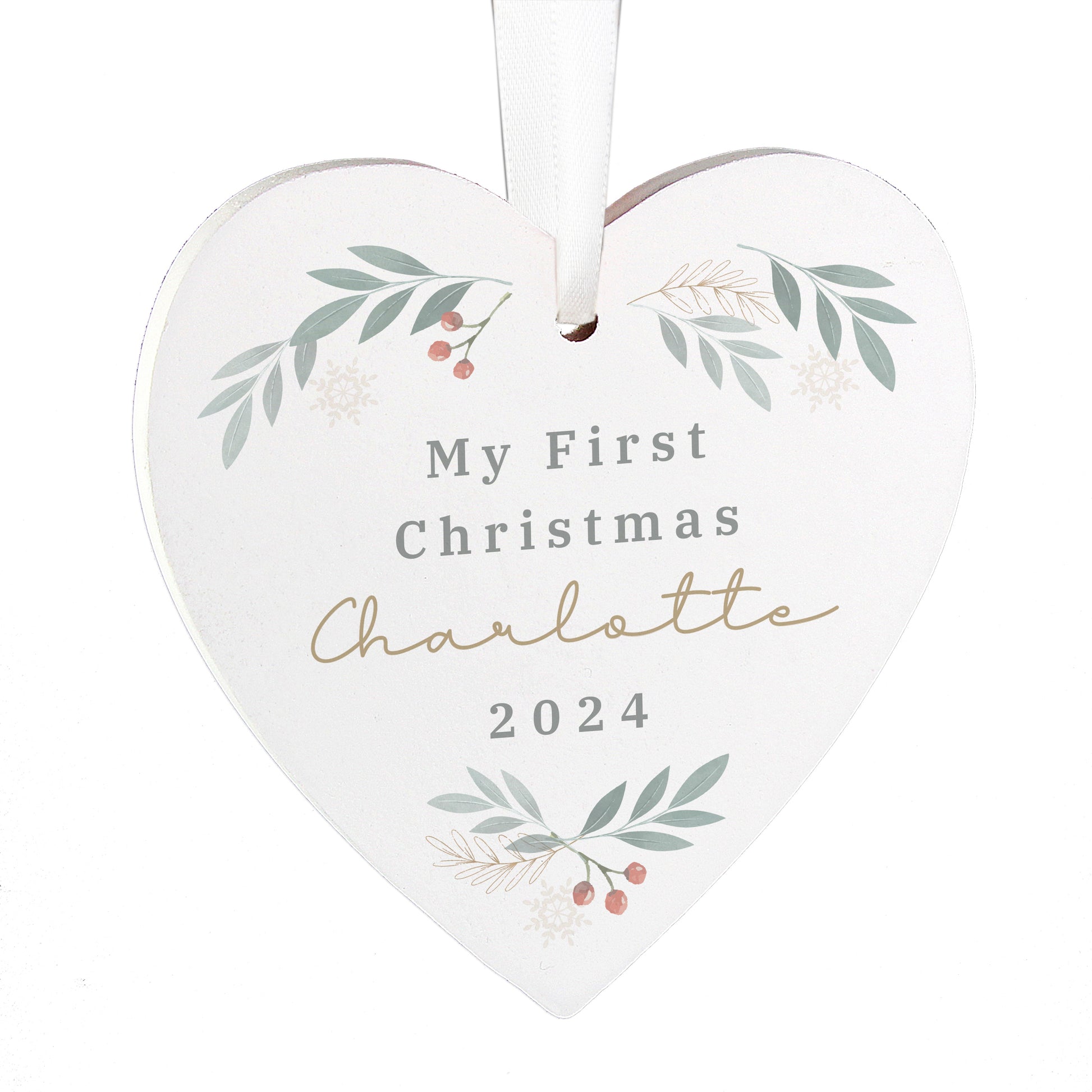 Personalised Christmas Foliage Hanging Heart Decoration - image 5