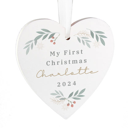 Personalised Christmas Foliage Hanging Heart Decoration - image 5