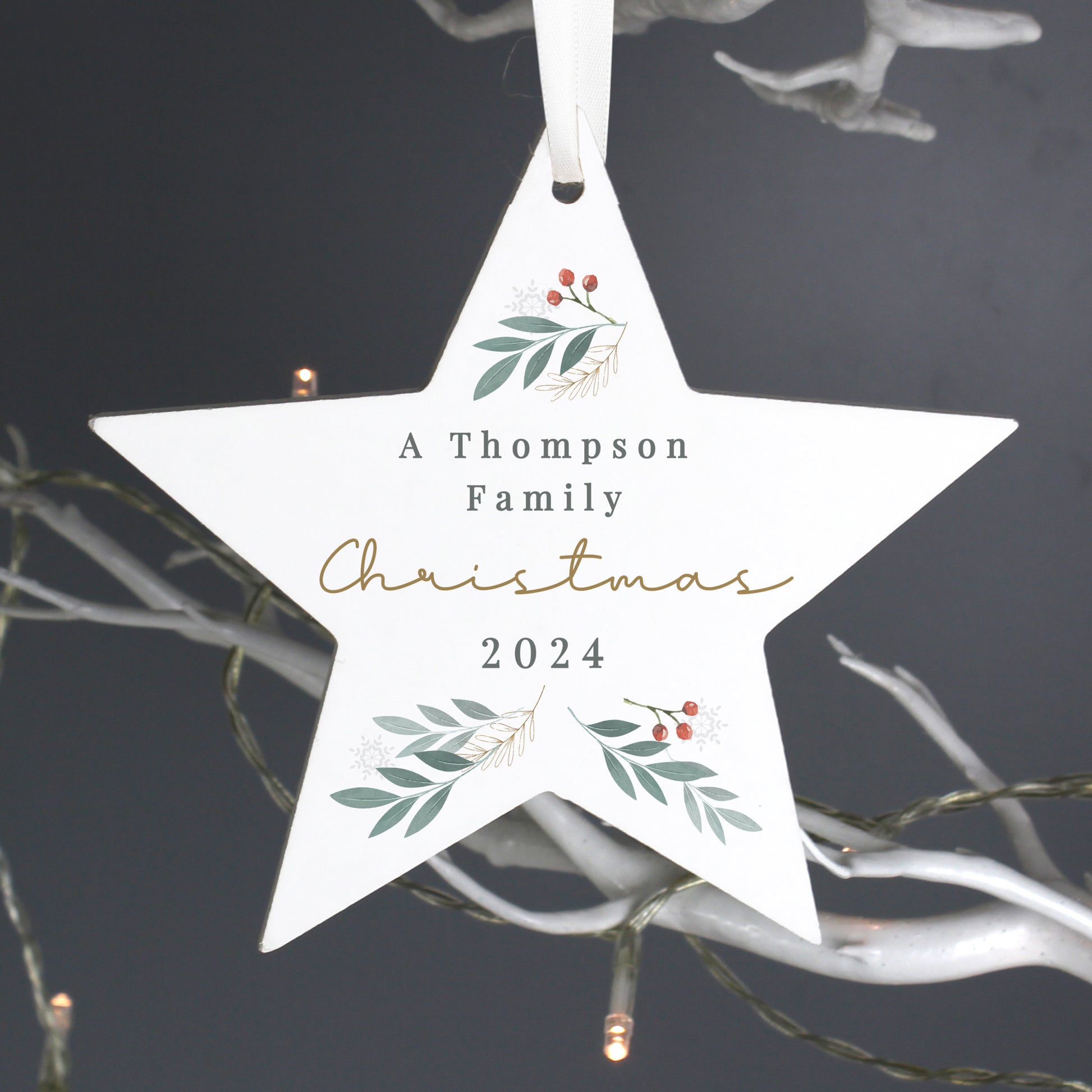 Personalised Christmas Foliage Hanging Star Decoration - image 4