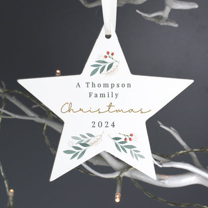 Personalised Christmas Foliage Hanging Star Decoration - image 4