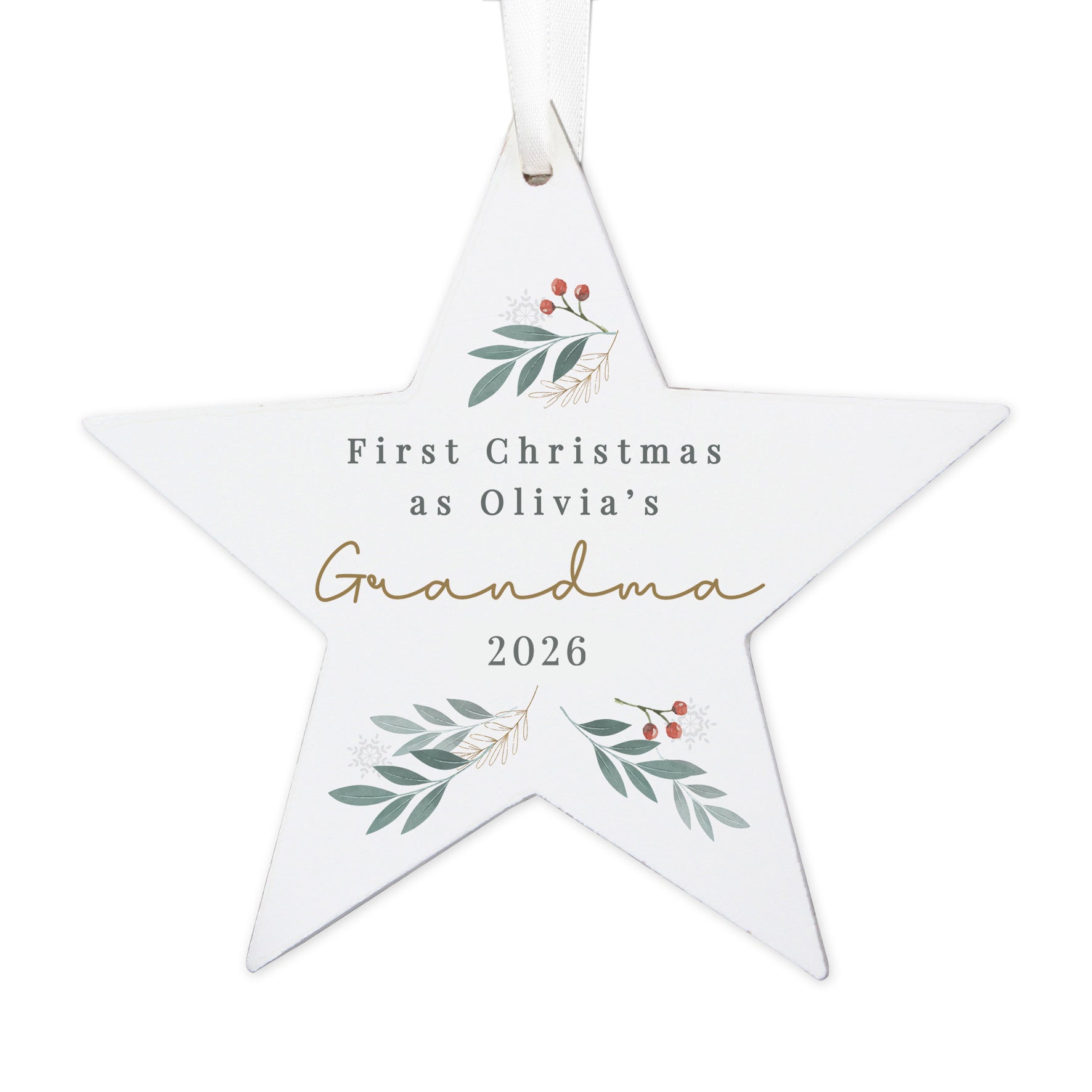 Personalised Christmas Foliage Hanging Star Decoration - image 5
