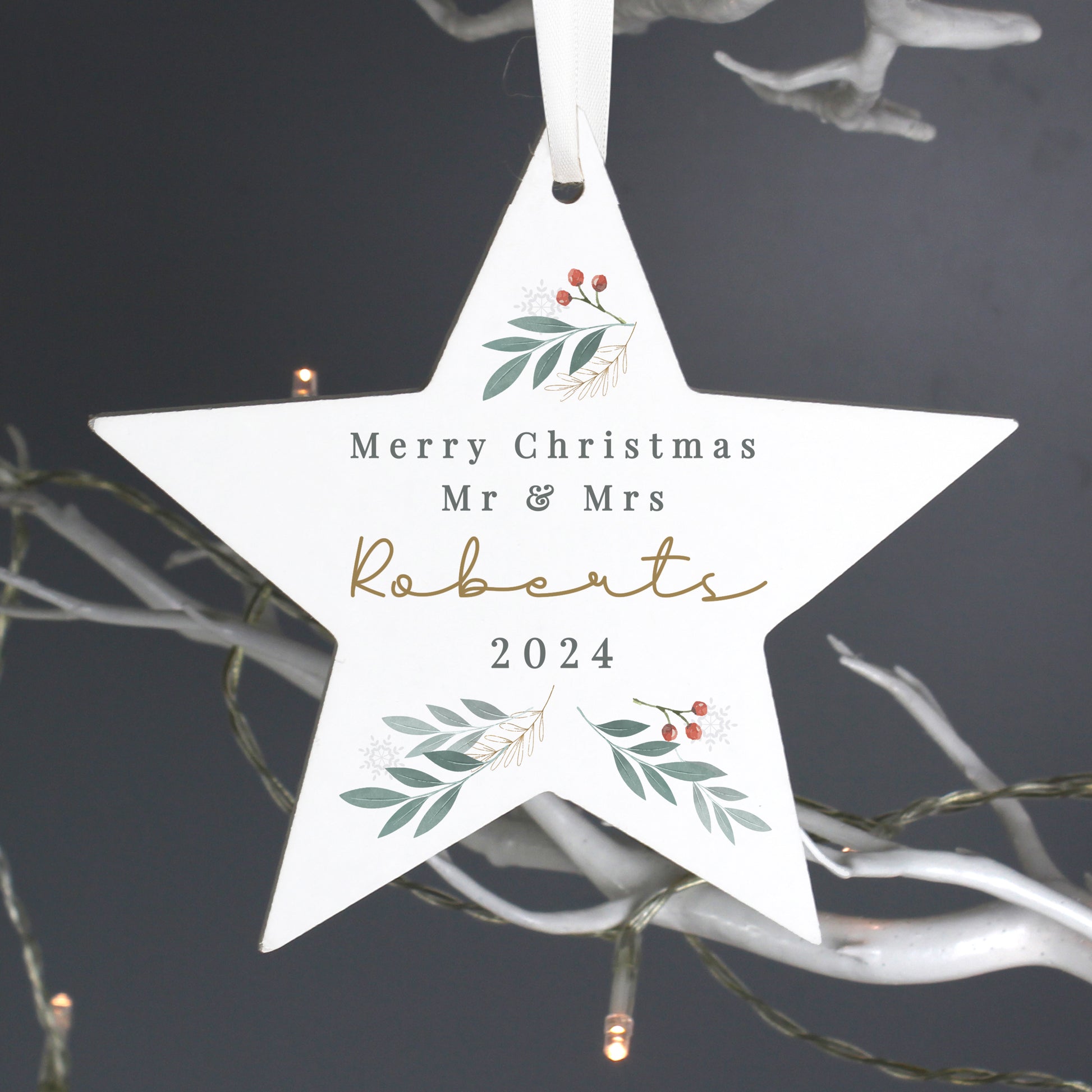 Personalised Christmas Foliage Hanging Star Decoration - image 6