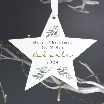 Personalised Christmas Foliage Hanging Star Decoration - image 6