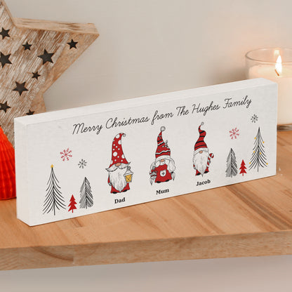 Personalised Gonk Family Christmas Wooden Mantel Decoration - image 2