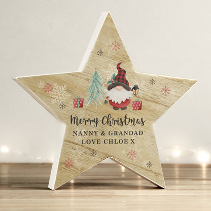 Personalised Gonk Christmas Wooden Star Ornament - image 3