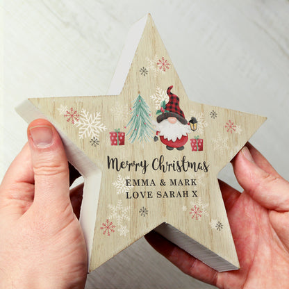 Personalised Gonk Christmas Wooden Star Ornament - image 4