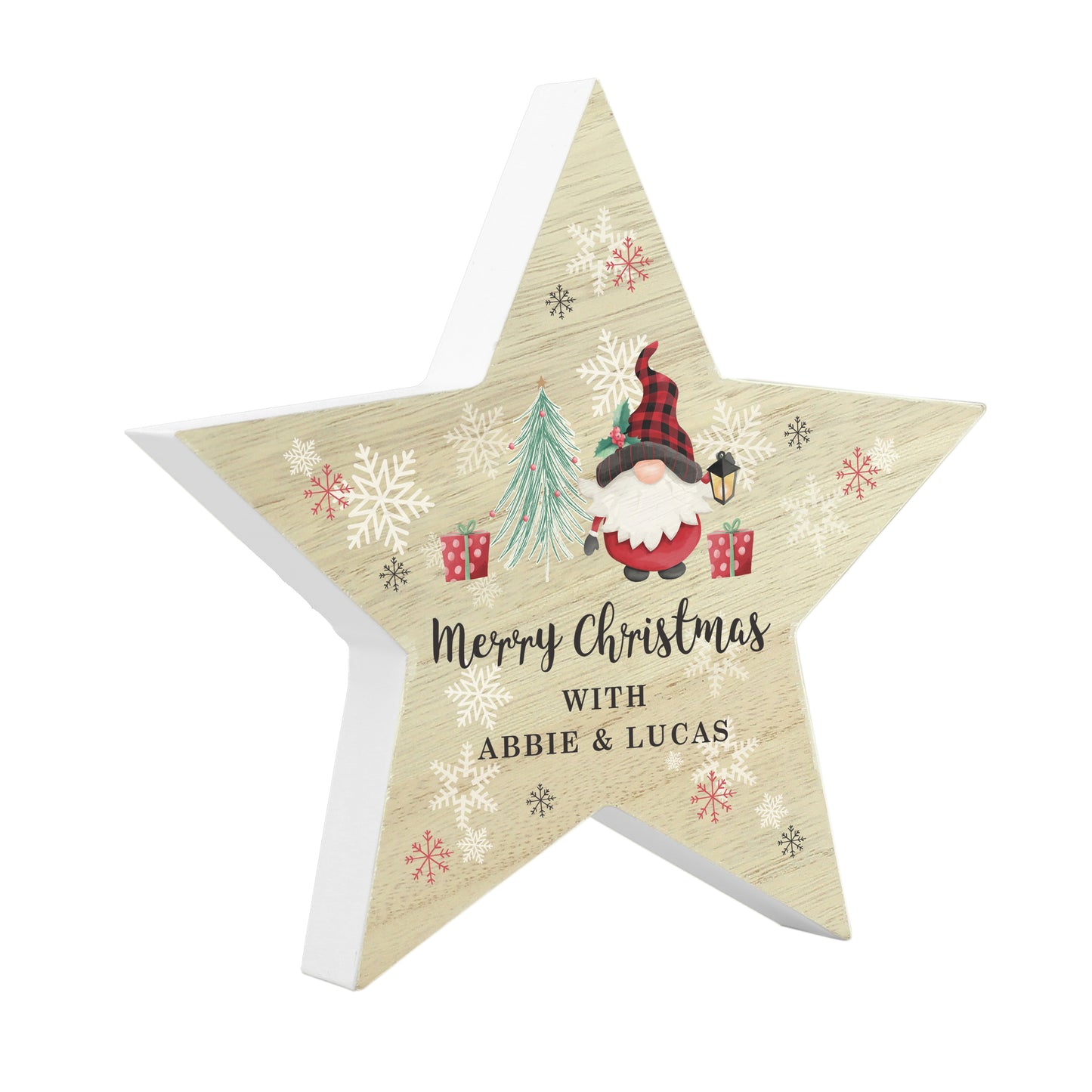Personalised Gonk Christmas Wooden Star Ornament - image 5