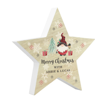 Personalised Gonk Christmas Wooden Star Ornament - image 5