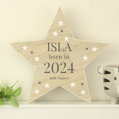 Personalised Born In Wooden Star Ornament - image 2