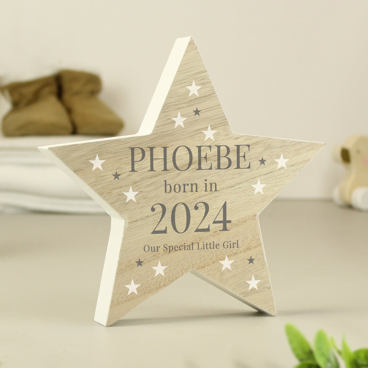 Personalised Born In Wooden Star Ornament - image 3
