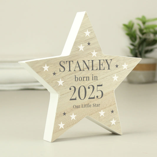 Personalised Born In Wooden Star Ornament - image 4